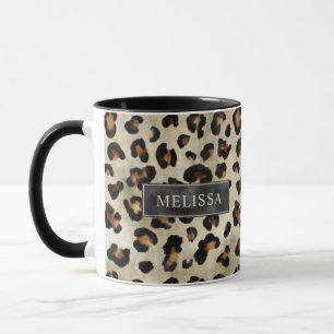 Taza Impresión de animal de leopardo con lámina negra f