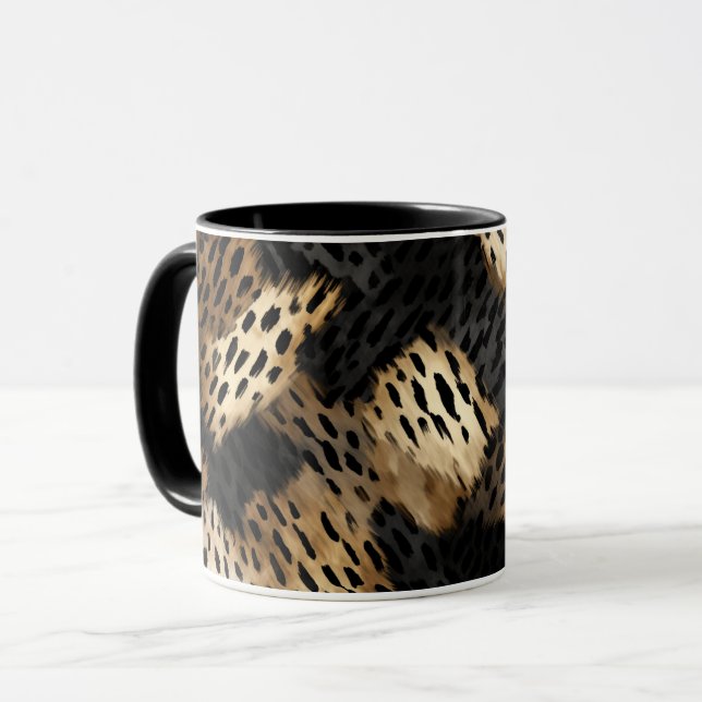 Taza Impresión de animales de leopardo de oro negro (Anverso izquierdo)