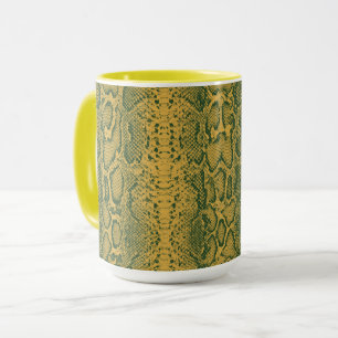 Taza Impresión de animales de piel de serpiente verde a