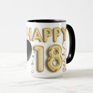 Taza Impresión de animales y oro Feliz 18 cumpleaños