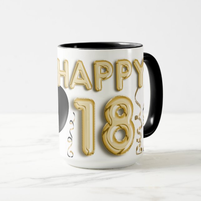 Taza Impresión de animales y oro Feliz 18 cumpleaños (Anverso derecho)