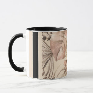 Taza Impresión de Arte Botánico Neutral Elegante