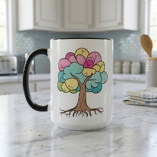 Taza Impresión de Arte de Árbol Cerebral con Pastel Abs