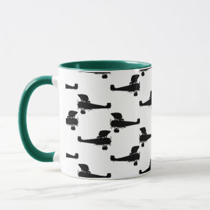 Taza Impresión de avión antiguo de siluetas antiaére