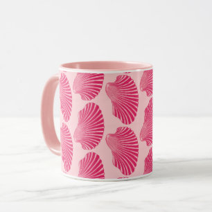 Taza Impresión de bloques de conchas de vieira, fucsia 