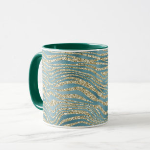 Taza Impresión de cebra de Purpurina de oro verde verd