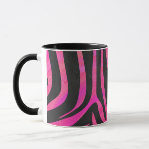Taza Impresión de cebra negra y rosa caliente