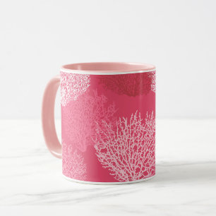 Taza Impresión de coral por ventilador, tonos rosados d