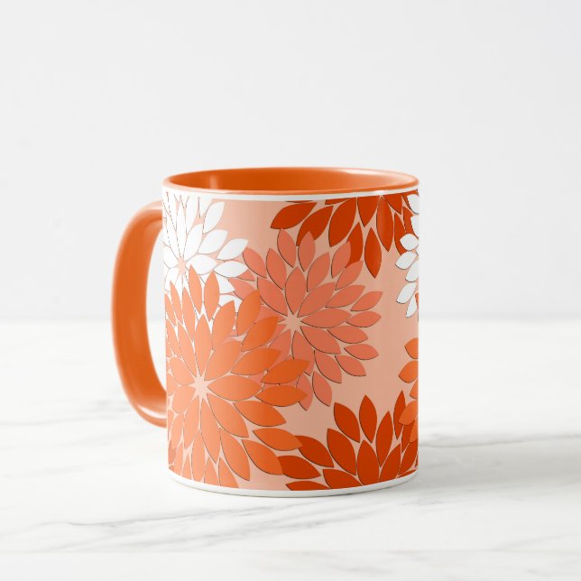 Taza Impresión de kimono floral moderna, Naranja de cor (Anverso izquierdo)