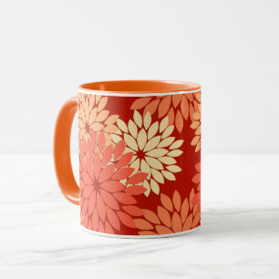 Taza Impresión de kimono floral moderna, Naranja mandar