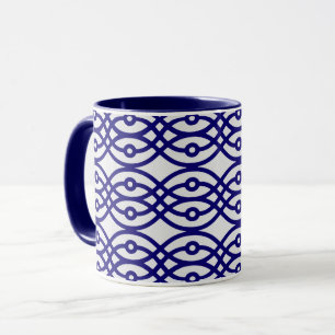 Taza Impresión de kimono, gris plateado y azul marino