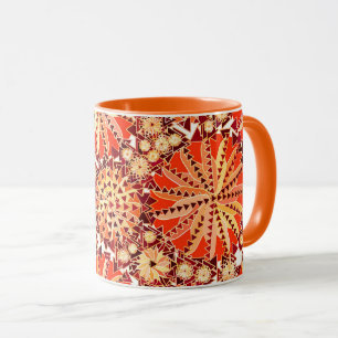 Taza Impresión de la mandala, naranja del moho y Brown