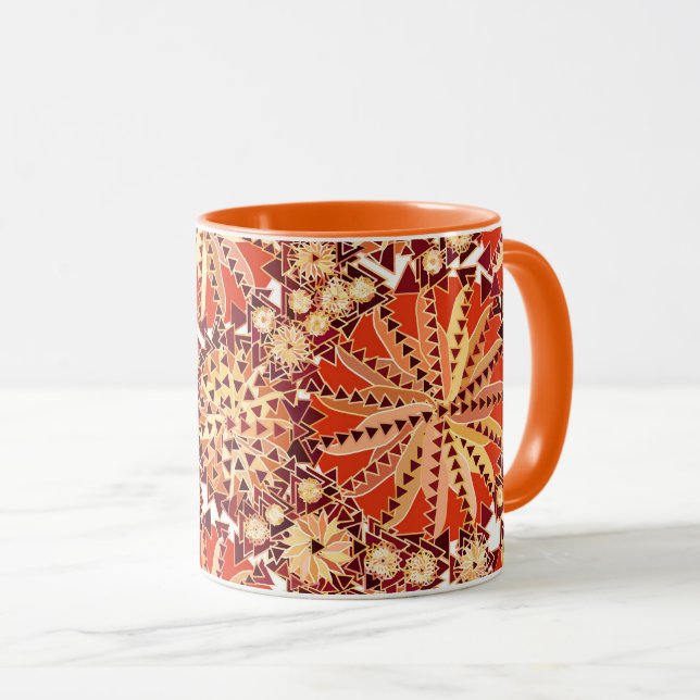 Taza Impresión de la mandala, naranja del moho y Brown (Anverso derecho)