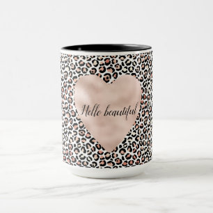 Taza Impresión de leopardo blanco rosado de Rubor