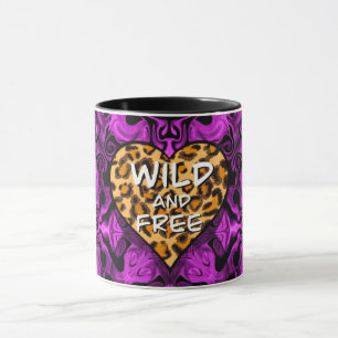 Taza Impresión de leopardo   corazón salvaje y libre   