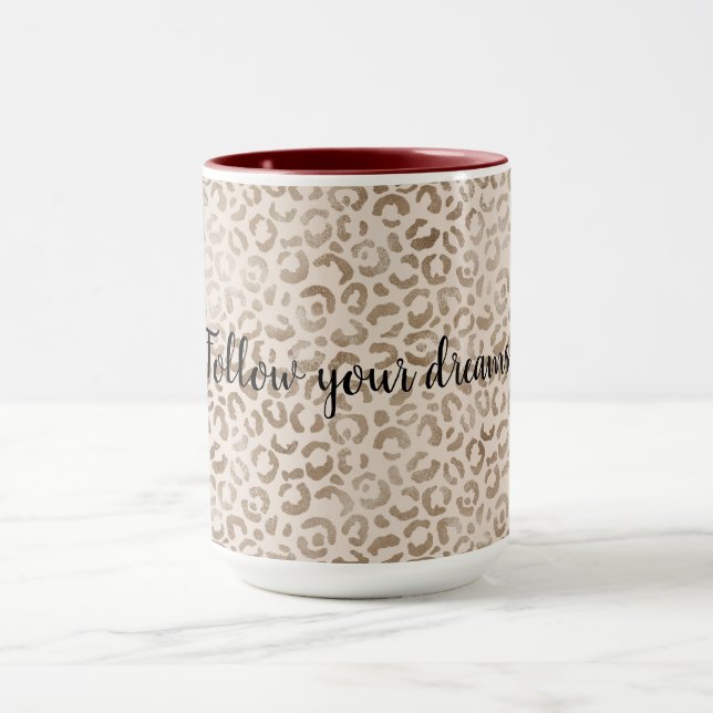 Taza Impresión de leopardo de color marrón crema      (Centro)
