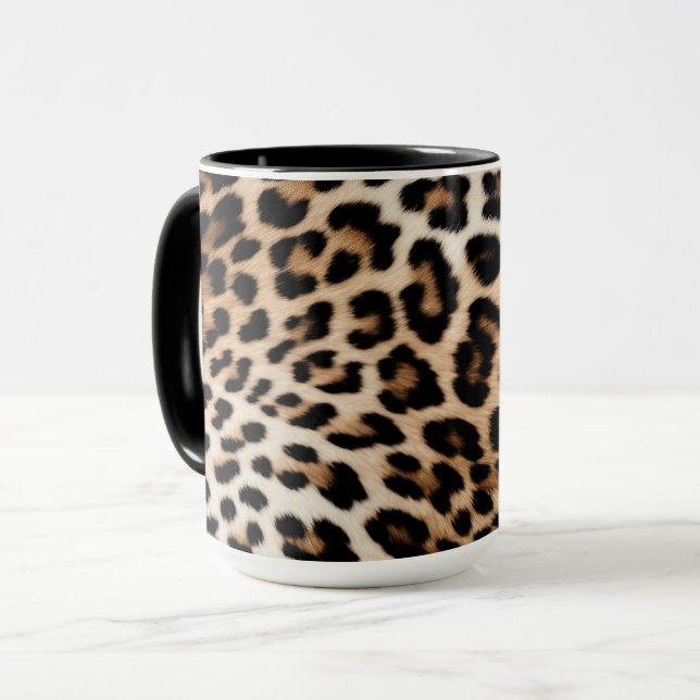 Taza Impresión de leopardo de crema marrón (Anverso izquierdo)