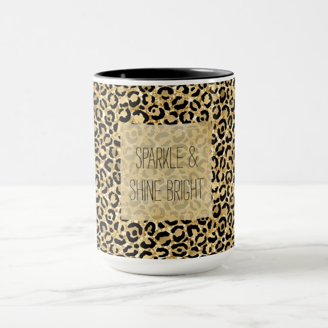 Taza Impresión de leopardo de Purpurina de oro negro    (Centro)
