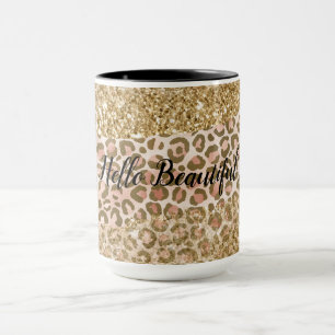 Taza Impresión de leopardo del Purpurina Girly Gold Pe