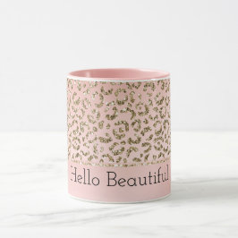 Taza Impresión de leopardo dorado Purpurina rosado Rubo