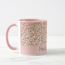 Taza Impresión de leopardo dorado Purpurina rosado Rubo