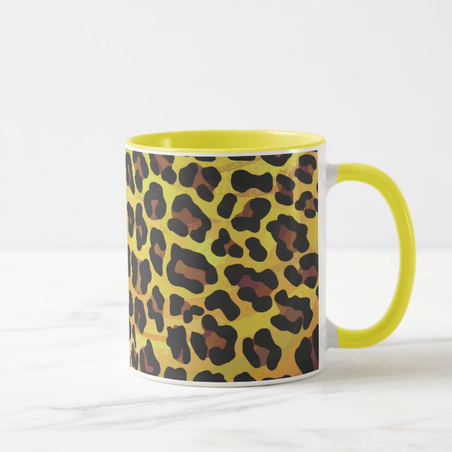 Taza Impresión de leopardo marrón y amarillo (Derecha)