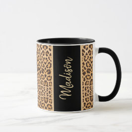 Taza Impresión de leopardo moderno - negro personalizad