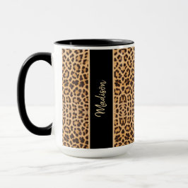 Taza Impresión de leopardo moderno - negro personalizad