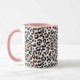 Taza Impresión de Leopardo Negro de Peach blanco       