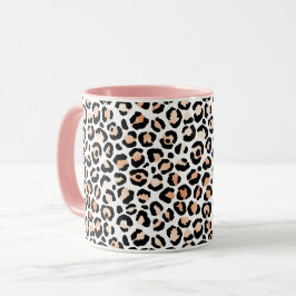 Taza Impresión de Leopardo Negro de Peach blanco