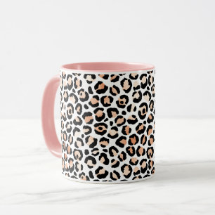 Taza Impresión de Leopardo Negro de Peach blanco