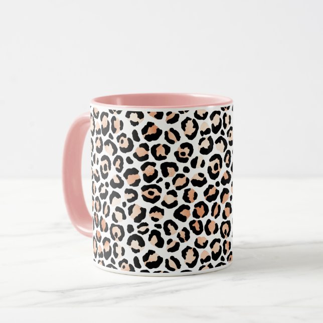 Taza Impresión de Leopardo Negro de Peach blanco        (Anverso izquierdo)