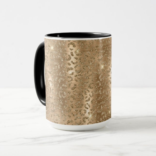Taza Impresión de leopardo Purpurina de oro de Glam (Anverso izquierdo)