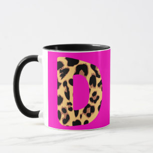 Taza Impresión de leopardo rosa brillante monogramada i