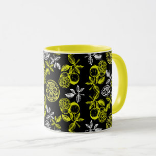 Taza Impresión de limón de cítricos botánicos vintage