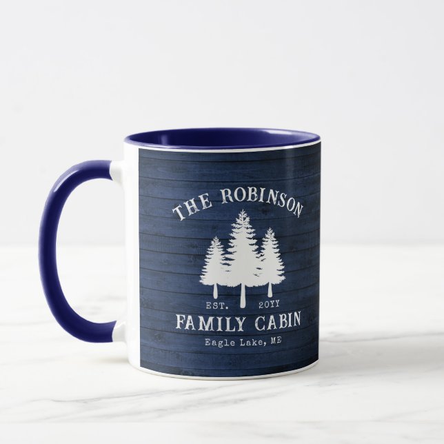 Taza Impresión de madera azul para cabañas de la famili (Izquierda)