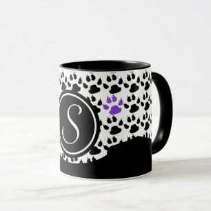 Taza Impresión de paja negra, blanca y púrpura