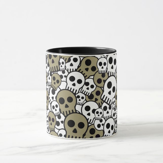 Taza Impresión de patrón de cráneo gótico de oro (Centro)