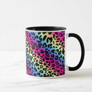 Taza Impresión de patrón Neon Rainbow Leopard