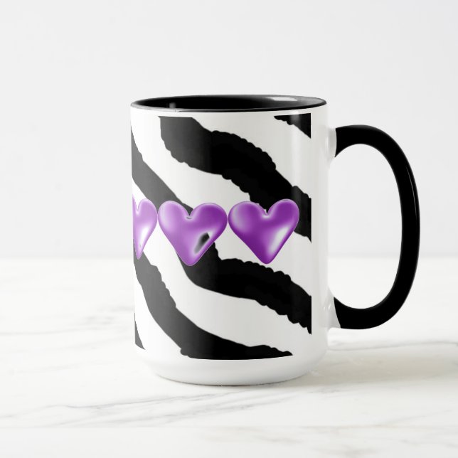 Taza Impresión De Pieles De Cebra Con Corazón (Derecha)