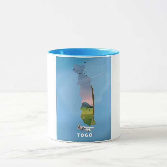 Taza Impresión de viaje de mapa africano de Togo (Centro)