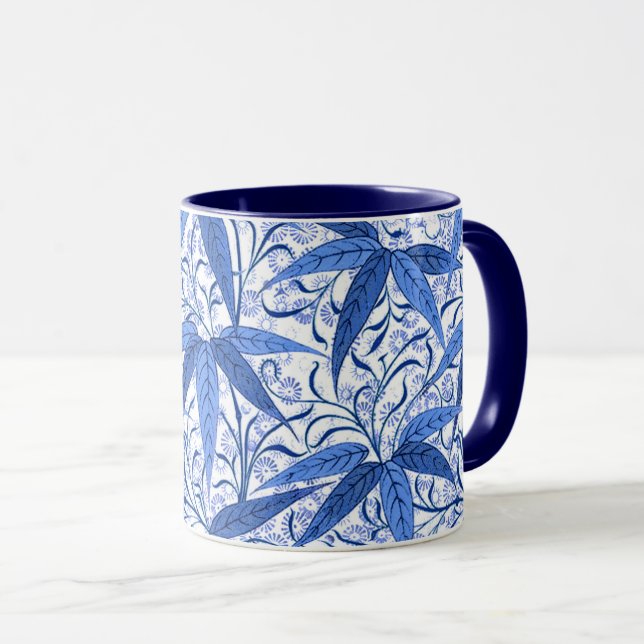 Taza Impresión de William Morris, azul de cobalto y (Anverso derecho)