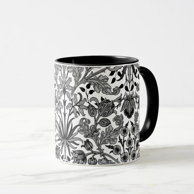 Taza Impresión de William Morris Hyacinth, gris, negro  (Anverso derecho)