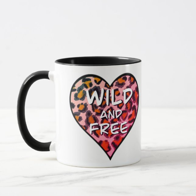 Taza Impresión divertida y elegante de leopardo rosa (Izquierda)