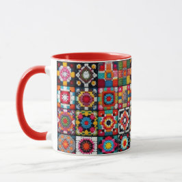 Taza Impresión en blanco de patrón de crochet de cuadra