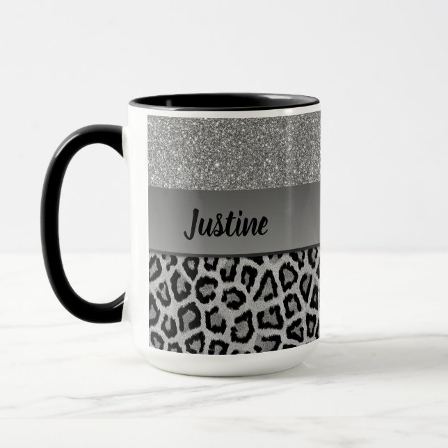 Taza Impresión exótica de leopardo negro y gris (Izquierda)