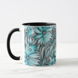 Taza Impresión floral azul Verde azulada