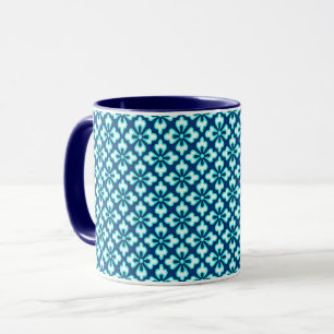 Taza Impresión floral de kimono, turquesa e índigo