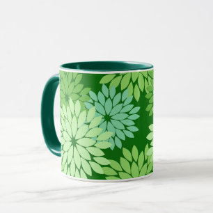 Taza Impresión floral moderna del kimono, verde lima