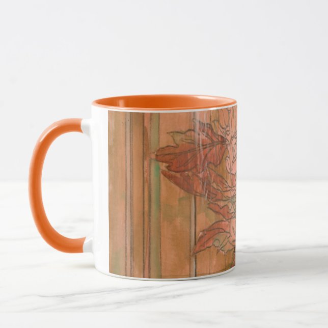 Taza Impresión floral Naranja moderna sobre fondo desnu (Izquierda)